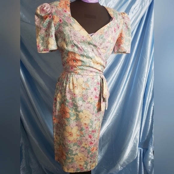 Vintage 80s Floral David Warren Dress